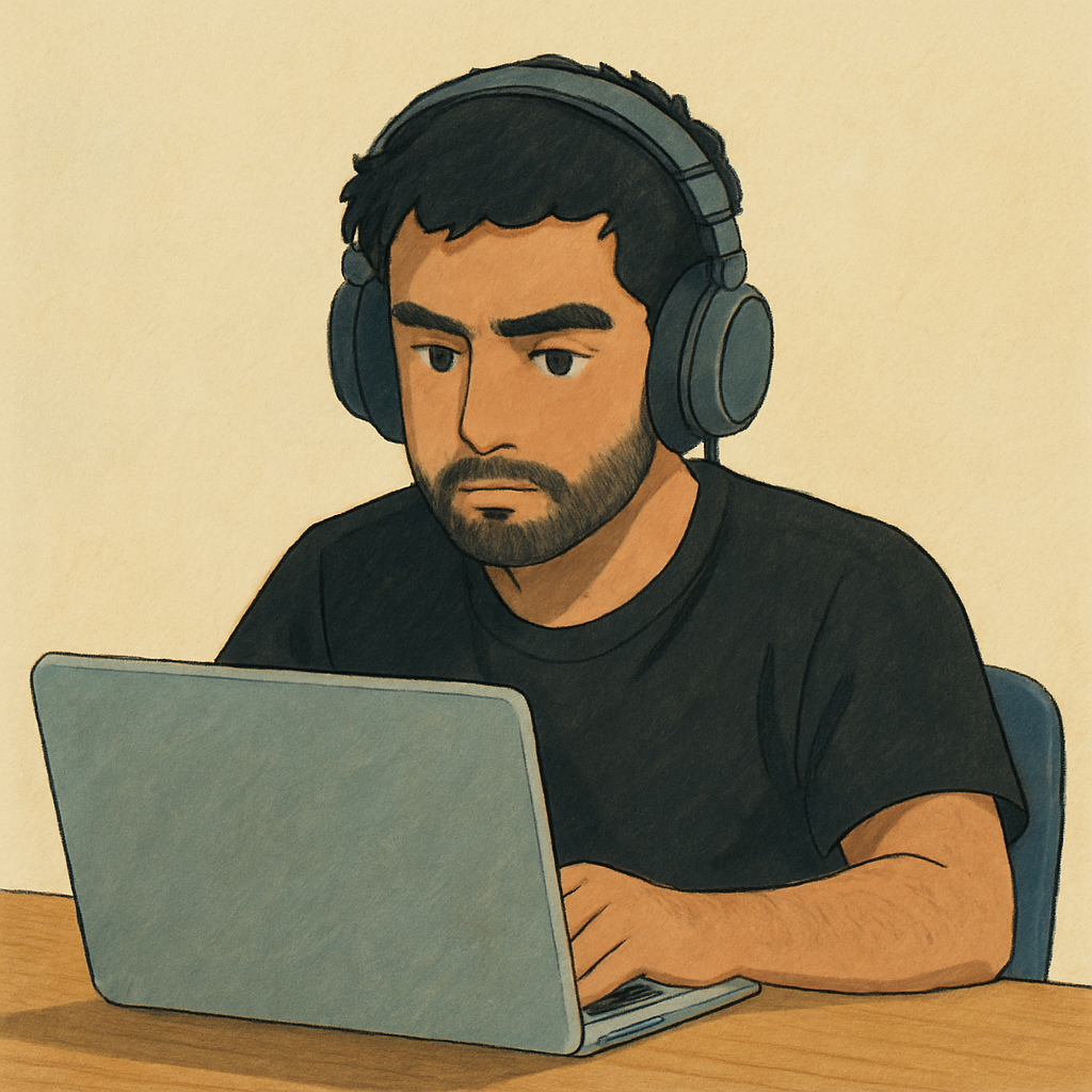 Rithwik working at a laptop